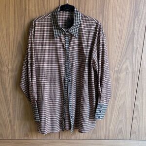 Plaid Button-Front Women’s Top in Brown and Black